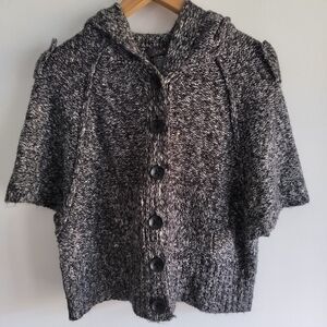 Dex Charcoal Knit Cardigan Sweater Poncho Size M